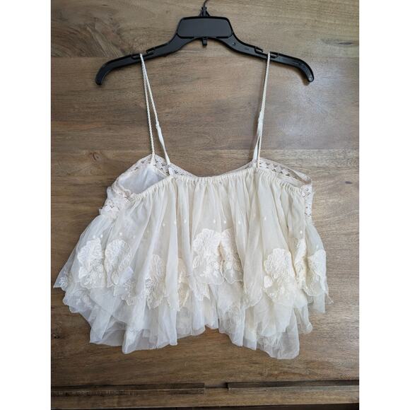 Free People Intimately Camisole Top Womens XS Ivory Eyelet Handkerchief Hem - Picture 2 of 2